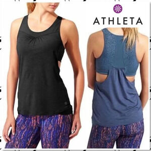 ATHLETA BLACK GEL MESH SUPERCHARGED TANK TOP